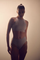 Hamade Activewear Mesh-side Garter Bottoms - Light Grey-Hamade Activewear-Pole Junkie