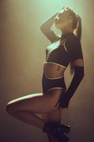 Hamade Activewear Scoop Neck Long Sleeve Top - Black-Hamade Activewear-Pole Junkie