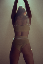 Hamade Activewear Asymmetric Top - Beige-Hamade Activewear-Pole Junkie