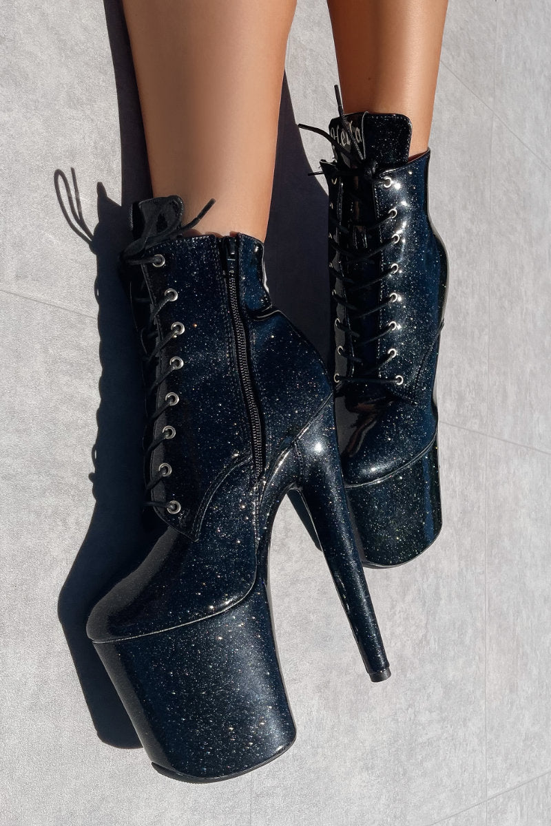 Hella Heels The Glitterati 8inch Ankle Boots - Sin City