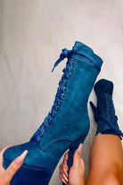 Hella Heels High BabyDoll 7inch Boots - Teal-Hella Heels-Pole Junkie