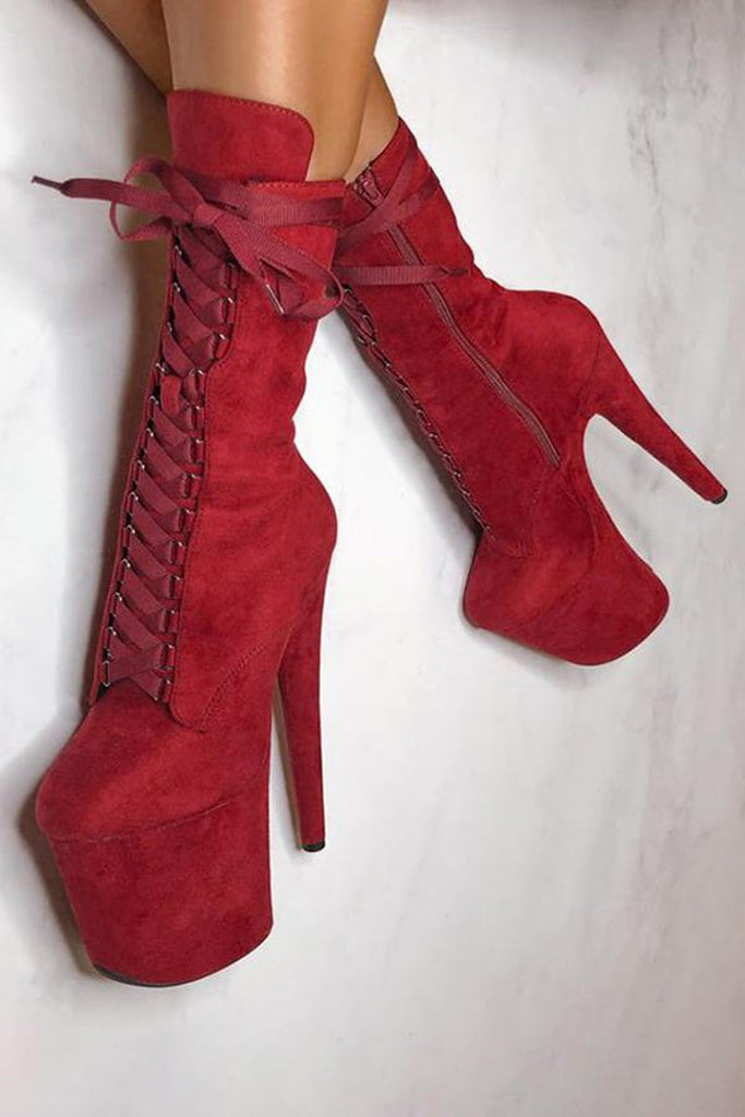 Dark red suede boots best sale