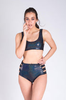 Paradise Chick High Waisted Shorts - Black Sparkles-Paradise Chick-Pole Junkie