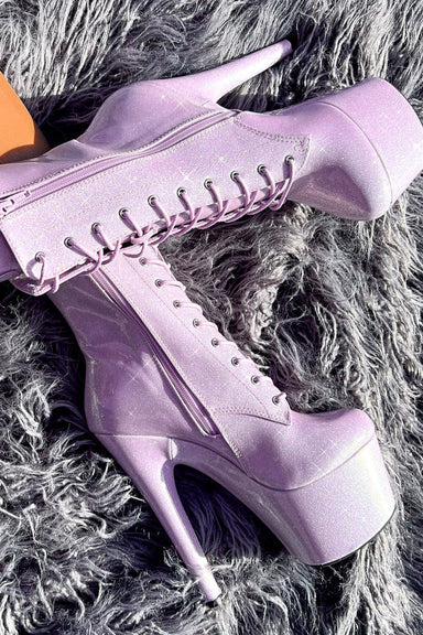 Hella Heels The Glitterati 7inch Boots - Lilac Lovers-Hella Heels-Pole Junkie
