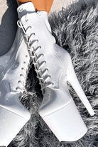 Hella Heels The Glitterati 8inch Boots - Snow Kween-Hella Heels-Pole Junkie