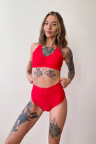 Pole Addict High Waisted Shorts - Red-Pole Addict-Pole Junkie