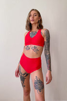 Pole Addict High Waisted Shorts - Red-Pole Addict-Pole Junkie