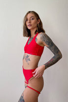 Pole Addict Bliss Garter Shorts - Red-Pole Addict-Pole Junkie