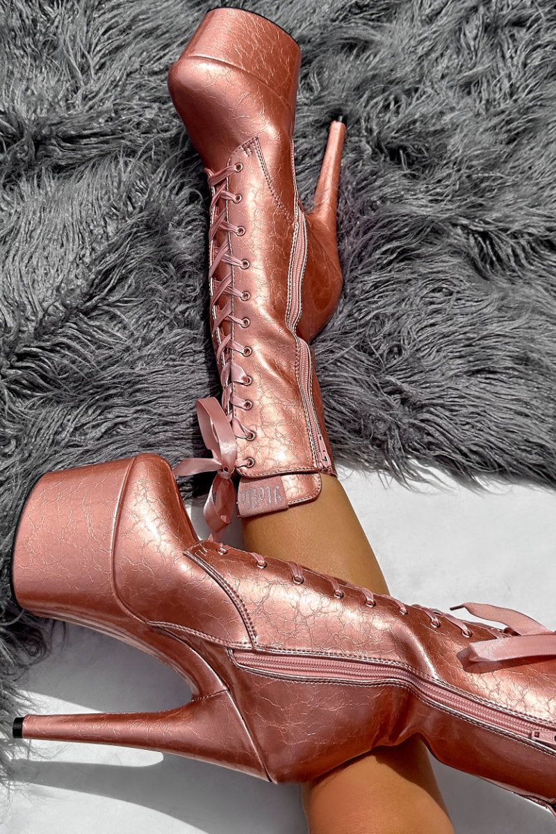 Hella Heels 7inch Ankle Boots - Rose Gold