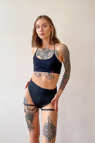 Pole Addict Bliss Garter Shorts - Black-Pole Addict-Pole Junkie