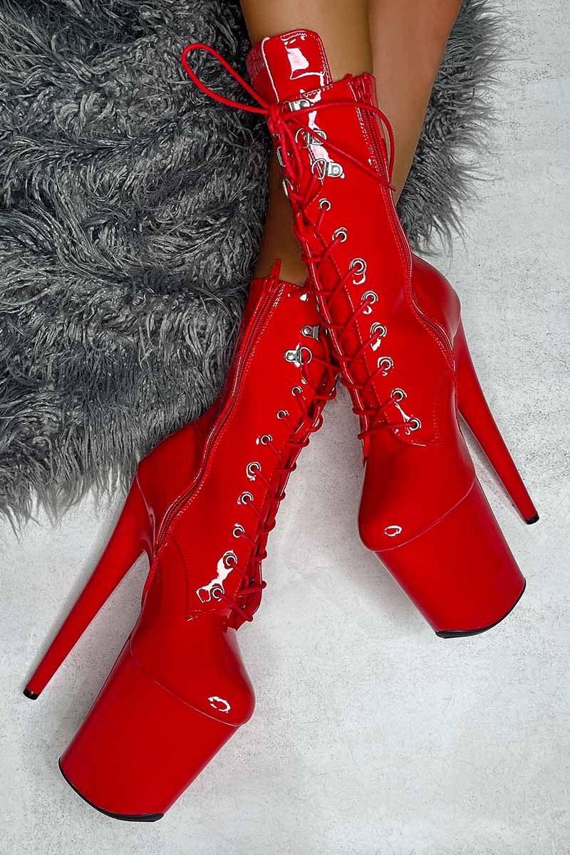 * Pre Order * Hella Heels LipKit 8inch Boots - Cherry Pie-Hella Heels-Pole Junkie