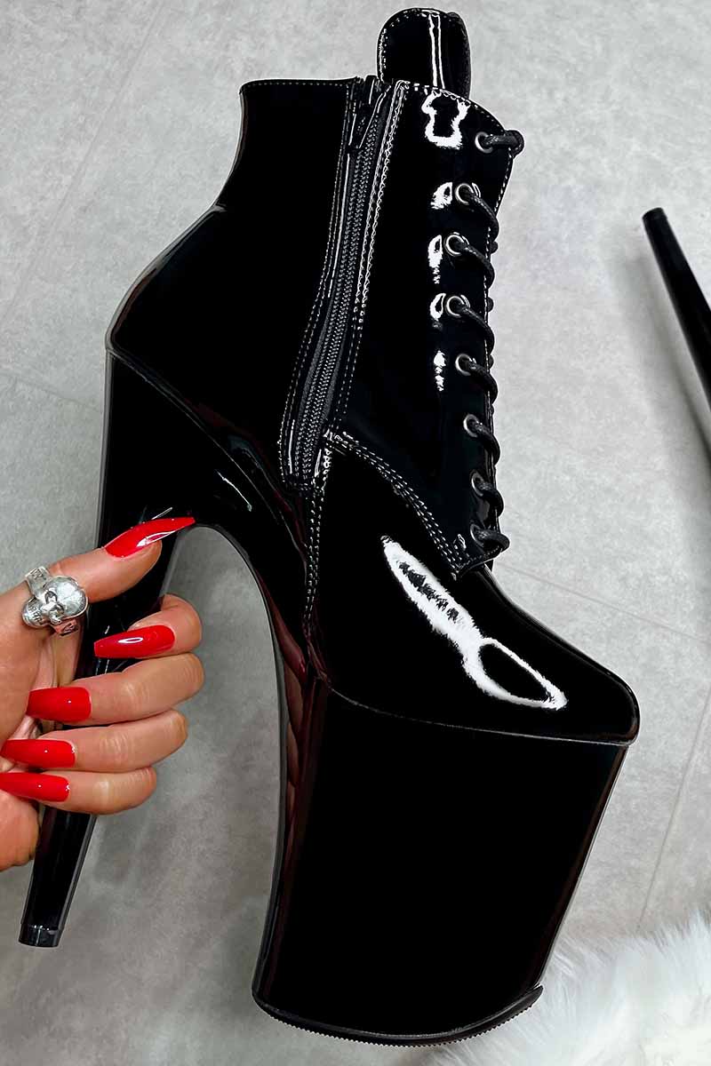 * Pre Order * Hella Heels LipKit 8inch Ankle Boots - Black Beatles-Hella Heels-Pole Junkie