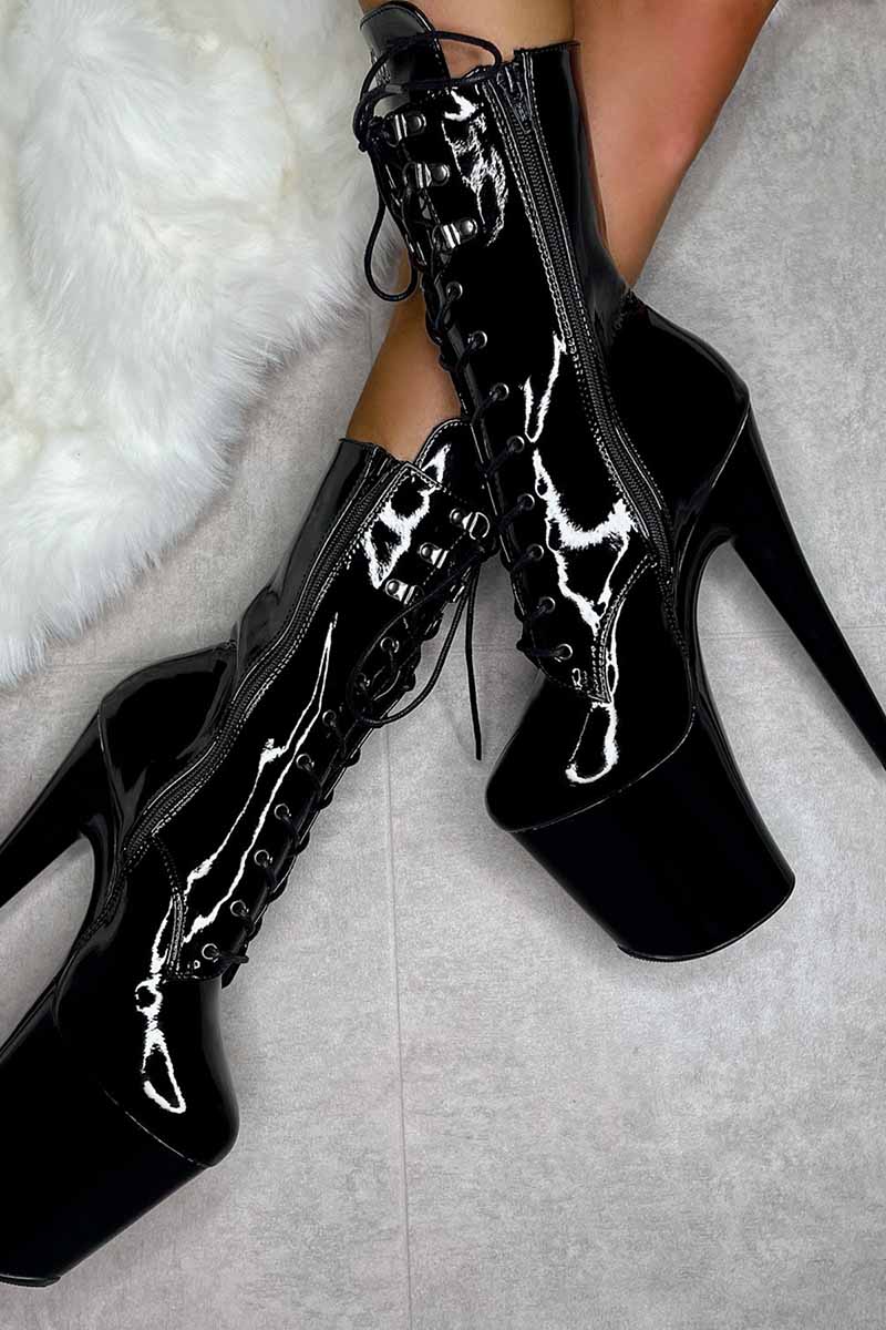 * Pre Order * Hella Heels LipKit 8inch Boots - Black Beatles-Hella Heels-Pole Junkie