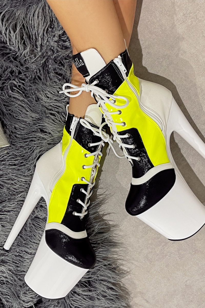 Hella Heels EmpireKicks Low Sneaker 8inch Boots - Atomic