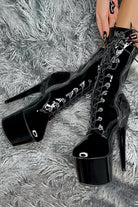 * Pre Order * Hella Heels LipKit 7inch Boots - Black Beatles-Hella Heels-Pole Junkie