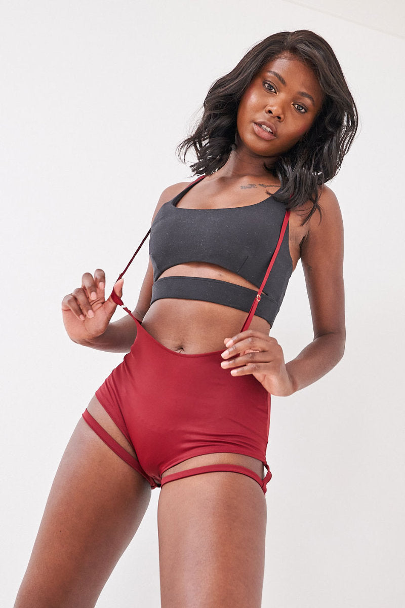 Lunalae Zena Garter Overall Sling Bottoms - Wine-Lunalae-Pole Junkie