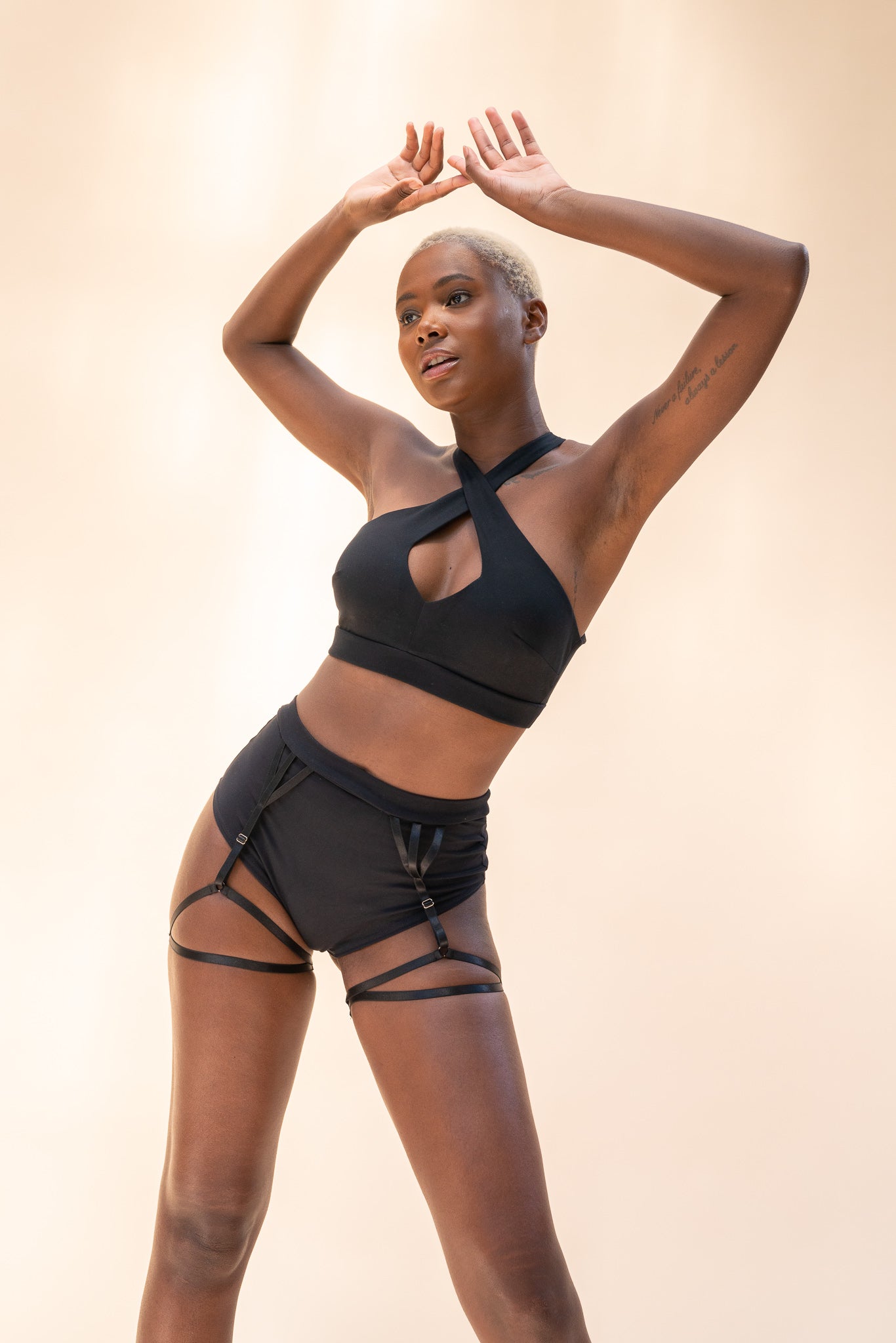 Lunalae Olivia High Waisted Garter Shorts - Recycled Black-Lunalae-Pole Junkie