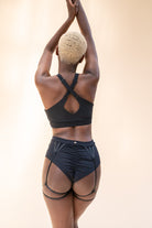 Lunalae Olivia High Waisted Garter Shorts - Recycled Black-Lunalae-Pole Junkie