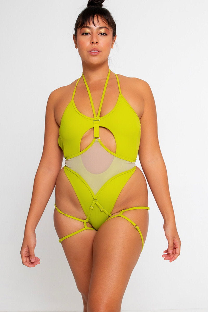 Nona Perkasa Queen of the Night Body Garter - Vert/Sand-Nona Perkasa-Pole Junkie