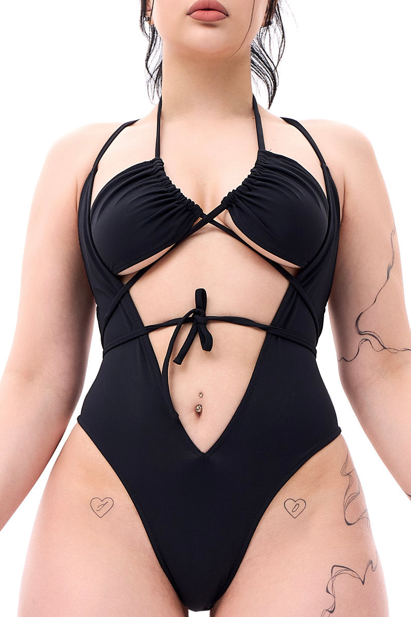 MÆD V-shape Bodysuit - Matte Black-MÆD-Pole Junkie