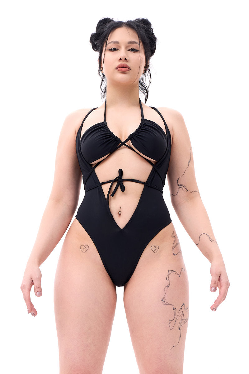 MÆD V-shape Bodysuit - Matte Black-MÆD-Pole Junkie