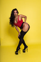 Rolling Peek-a-boo Tights - Black (3 Sizes Available)-Rolling-Pole Junkie