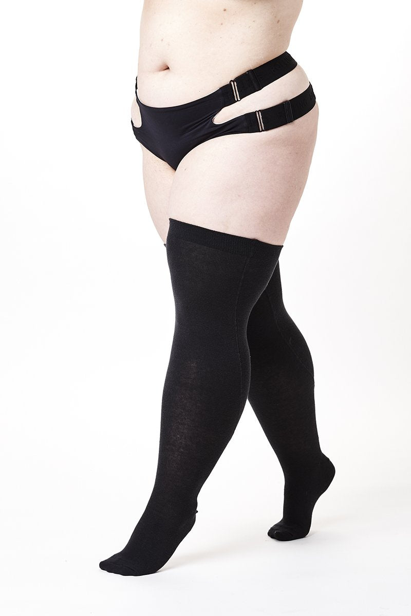 Rolling Over the Knee Socks - Black (3 Sizes Available)-Rolling-Pole Junkie