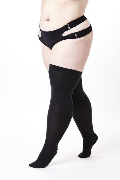 Rolling Over the Knee Socks - Black (3 Sizes Available)-Rolling-Pole Junkie