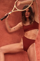 Rolling KI High Waisted Hot Pants - Ribbed Clay-Rolling-Pole Junkie