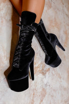 Hella Heels BabyDoll Velvet 7inch Boots - Russian Roulette-Hella Heels-Pole Junkie