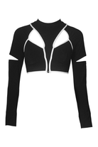 Hamade Activewear Scoop Neck Long Sleeve Top - Black-Hamade Activewear-Pole Junkie