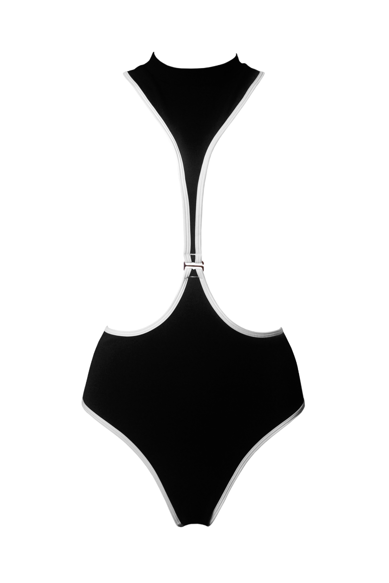 Hamade Activewear Neck Ring High Waisted Bottoms - Black-Hamade Activewear-Pole Junkie