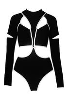 Hamade Activewear Scoop Neck Long Sleeve Top - Black-Hamade Activewear-Pole Junkie