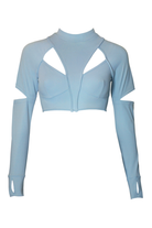 Hamade Activewear Scoop Neck Long Sleeve Top - Light Blue-Hamade Activewear-Pole Junkie