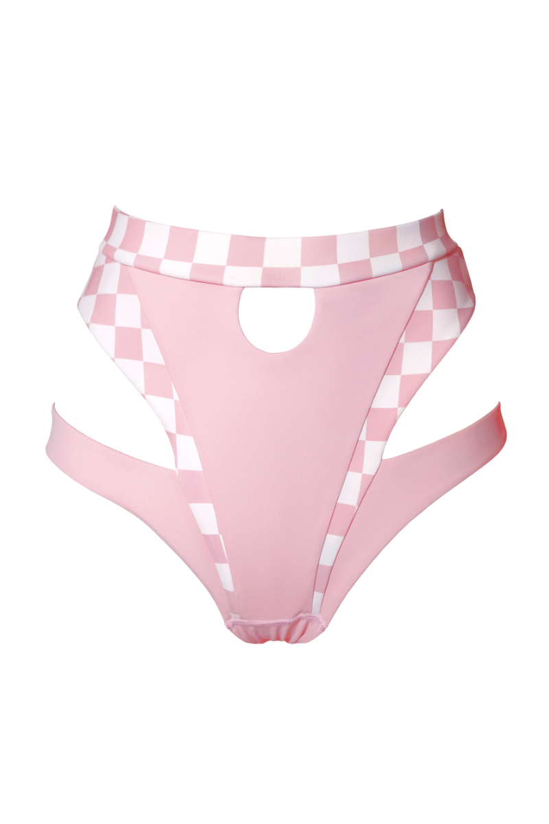 Hamade Activewear High Waisted Bottoms - Checkered Light Pink-Hamade Activewear-Pole Junkie