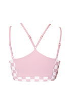 Hamade Activewear Heart Cut Out Top - Checkered Light Pink-Hamade Activewear-Pole Junkie