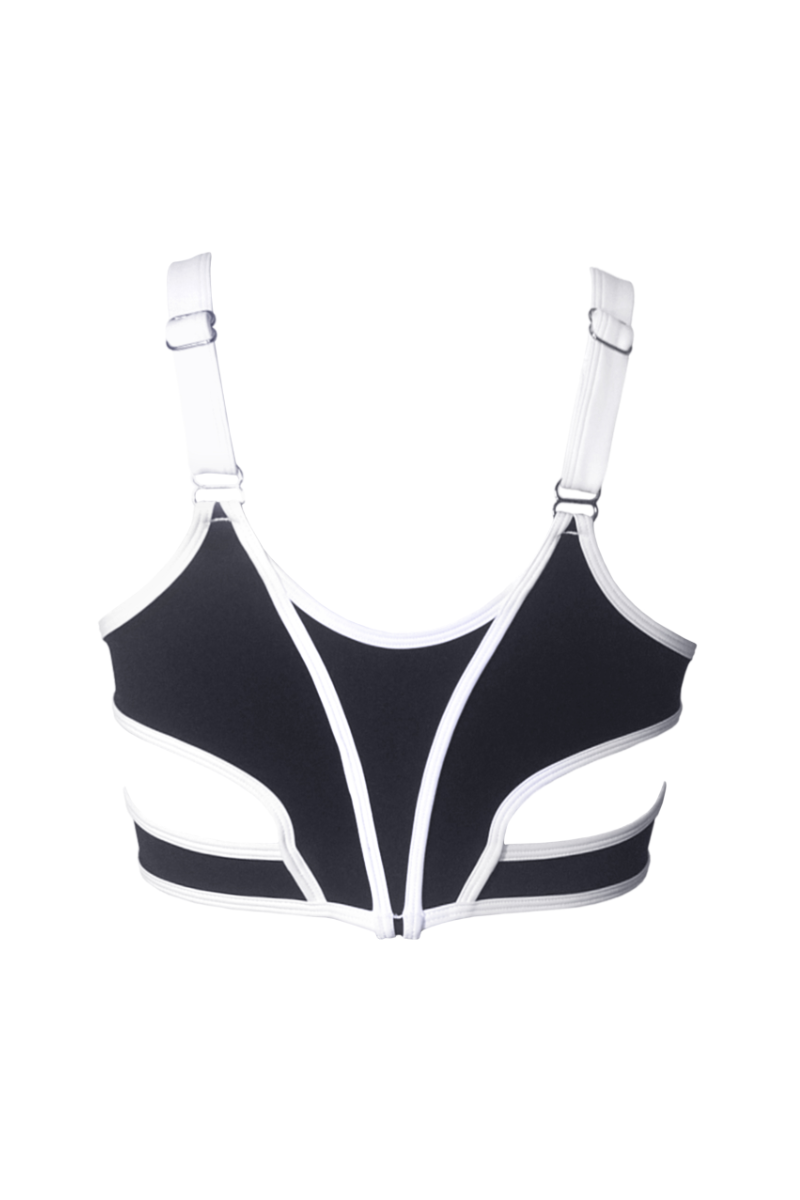 Hamade Activewear Scoop Neck - Black / White Binding-Hamade Activewear-Pole Junkie