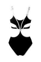 Hamade Activewear Scoop Neck - Black / White Binding-Hamade Activewear-Pole Junkie