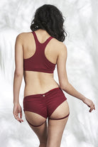 Lunalae Lure You Low-Rise Garter Shorts - Wine-Lunalae-Pole Junkie