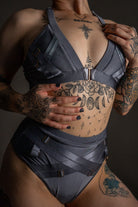 Tatiana Activewear Faye Top - Shiny Gunmetal-Tatiana Activewear-Pole Junkie