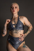 Tatiana Activewear Faye Top - Shiny Gunmetal-Tatiana Activewear-Pole Junkie