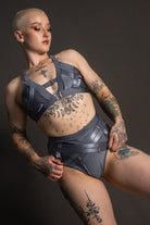 Tatiana Activewear Faye Shorts - Shiny Gunmetal-Tatiana Activewear-Pole Junkie