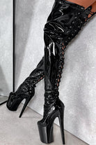 Hella Heels LipKit Thigh High 8inch Boots - Black Beatle-Hella Heels-Pole Junkie