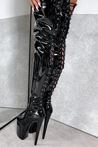 Hella Heels LipKit Thigh High 8inch Boots - Black Beatle-Hella Heels-Pole Junkie