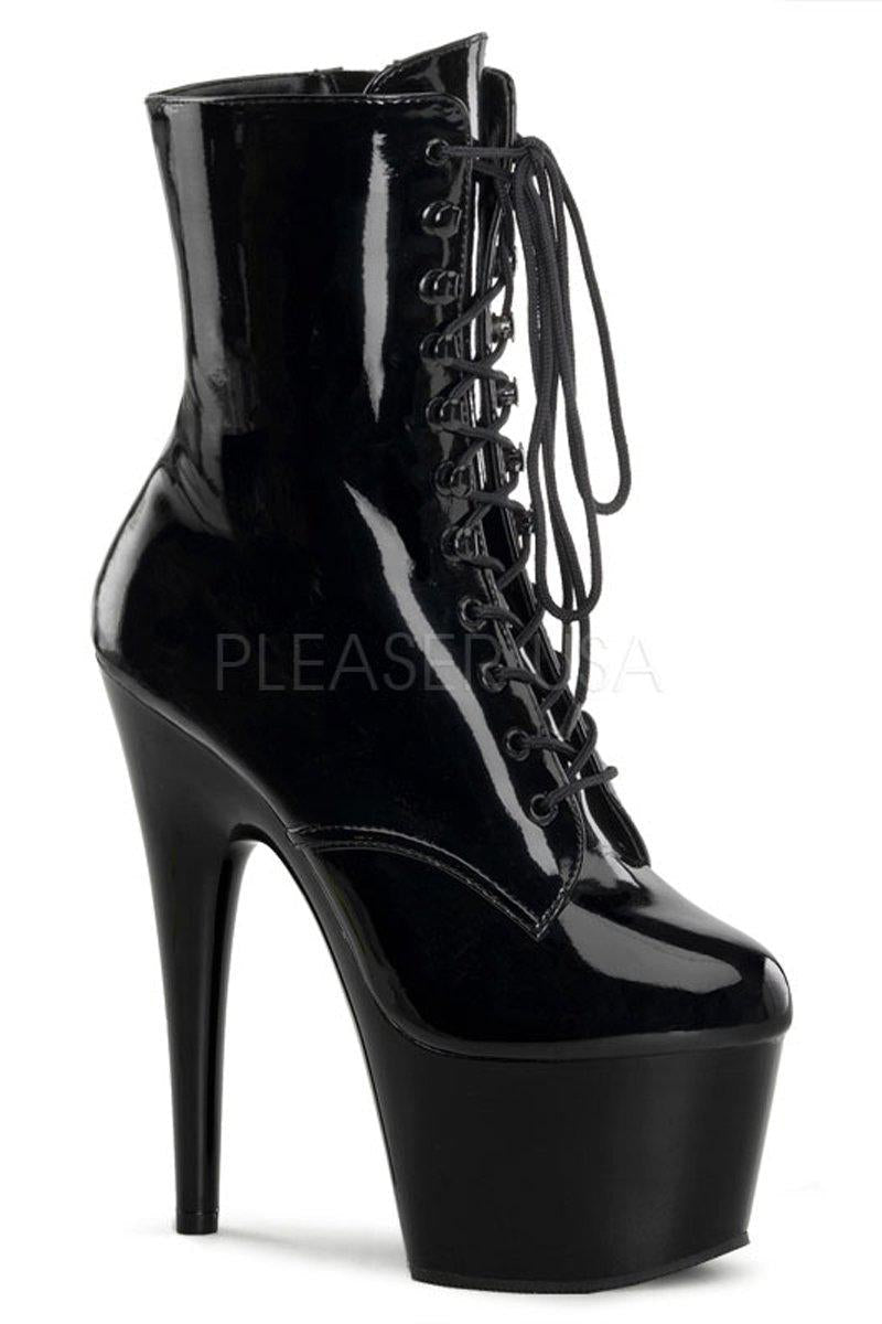 Pleaser USA Adore-1020 7inch Pleaser Boots - Patent Black-Pleaser USA-Pole Junkie