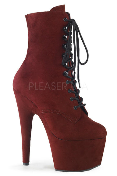 Pleaser USA Adore-1020FS Faux Suede 7Inch Pleaser Boots - Burgundy-Pleaser USA-Pole Junkie