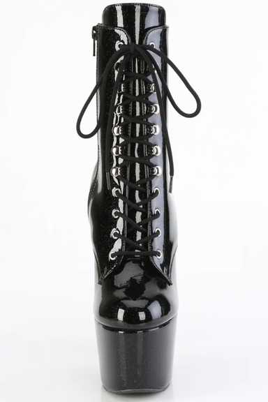 Pleaser USA Adore-1020GP 7inch Pleaser Boots - Black Glitter-Pleaser USA-Pole Junkie