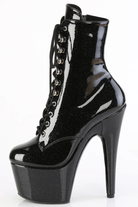 Pleaser USA Adore-1020GP 7inch Pleaser Boots - Black Glitter-Pleaser USA-Pole Junkie