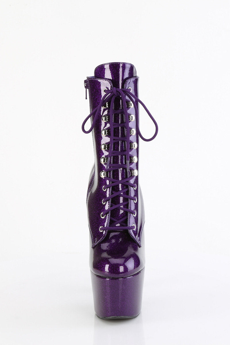 Pleaser USA Adore-1020GP 7inch Pleaser Boots - Purple Glitter-Pleaser USA-Pole Junkie