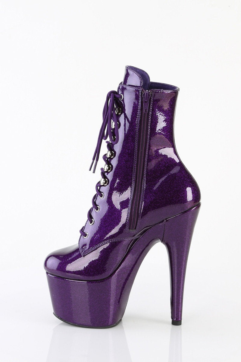 Pleaser USA Adore-1020GP 7inch Pleaser Boots - Purple Glitter-Pleaser USA-Pole Junkie